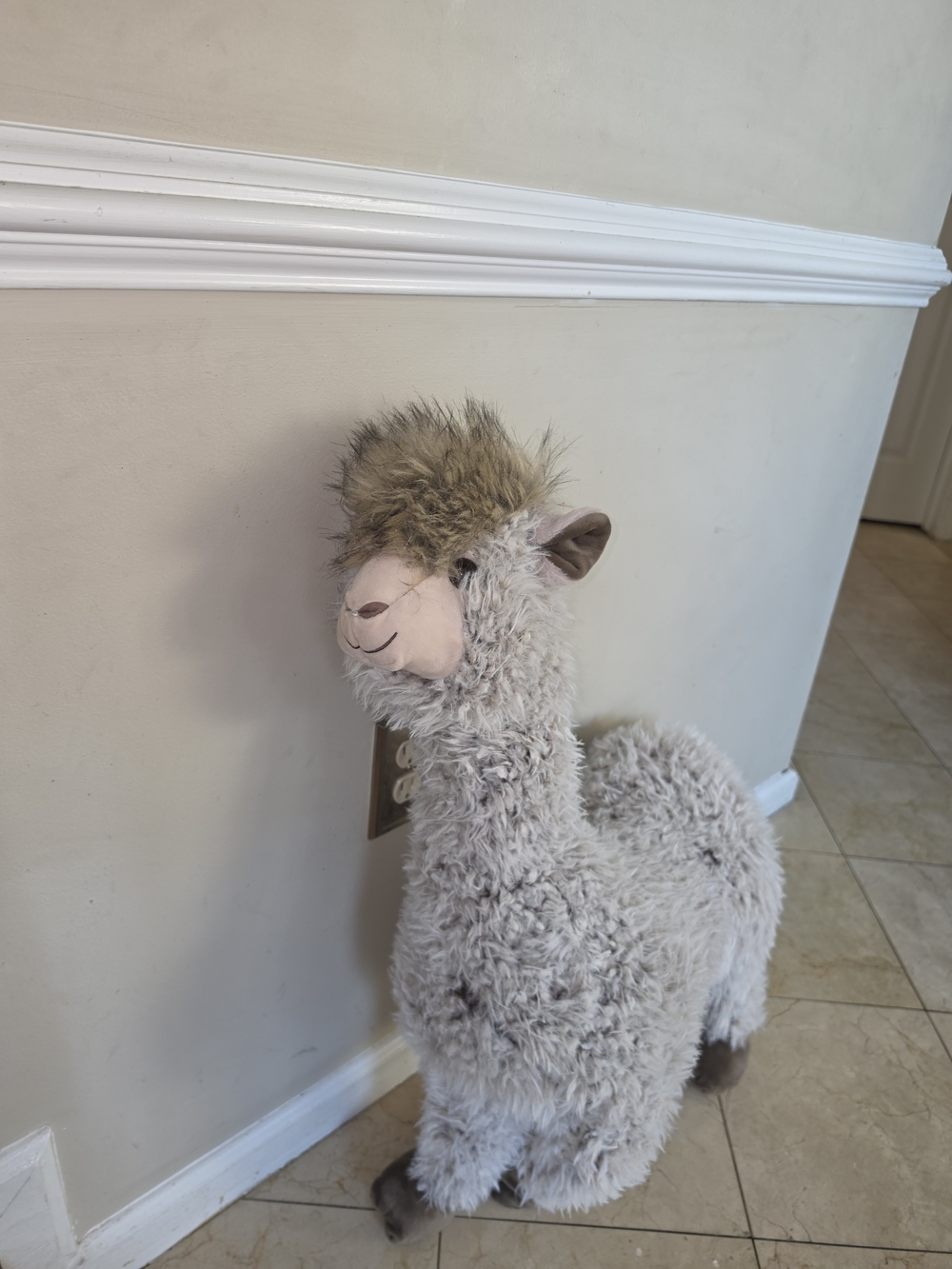 Plush Alpaca Stuffed Animal - Cream Taupe